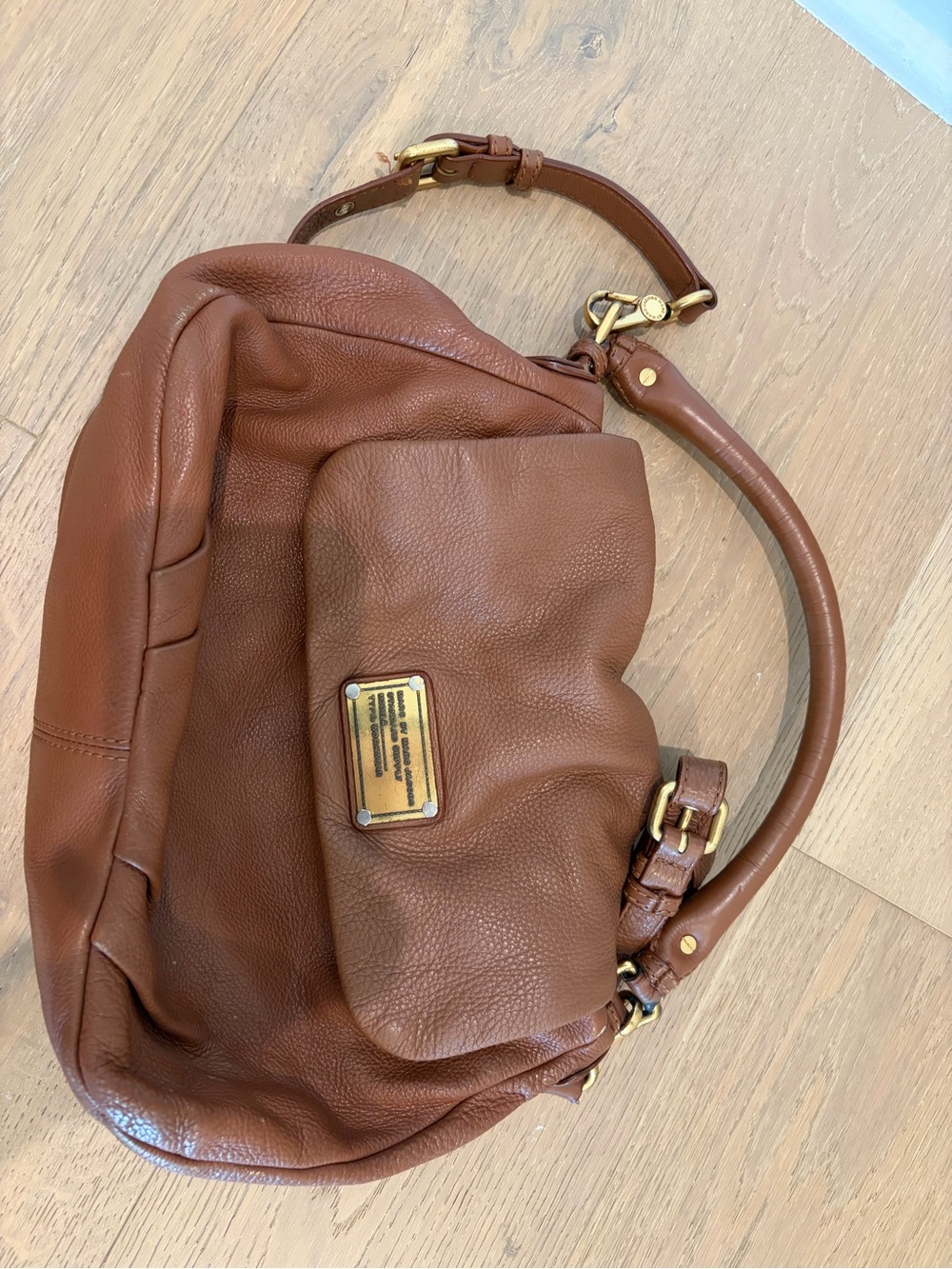 Marc Jacobs Brown Leather Shoulder Bag Strap with Gold Hardware